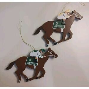 Lexington Kentucky Souvenir Christmas Ornaments Horse Set Of 2 Derby A14
